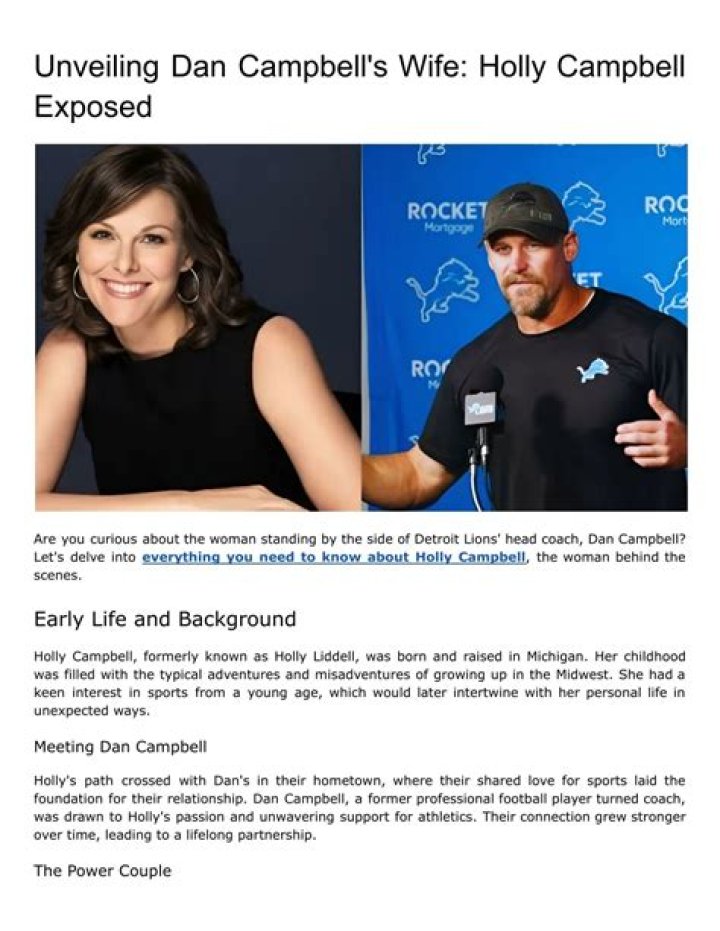 Unveiling the Life of Dan Campbell's Wife Holly: A Story of Love and Support